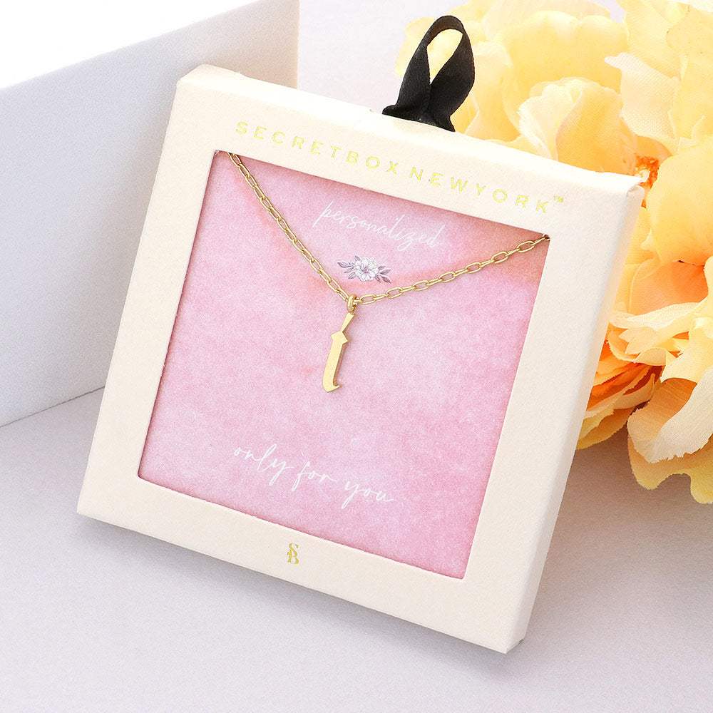 Secret Box -I- Initial Monogram Metal Pendant Necklace - Madeline Love - Flyclothing LLC