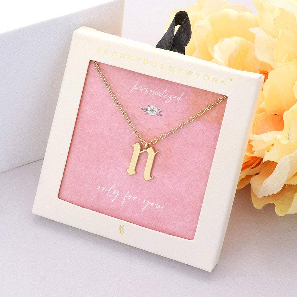 Secret Box -N- Initial Monogram Metal Pendant Necklace - Madeline Love - Flyclothing LLC