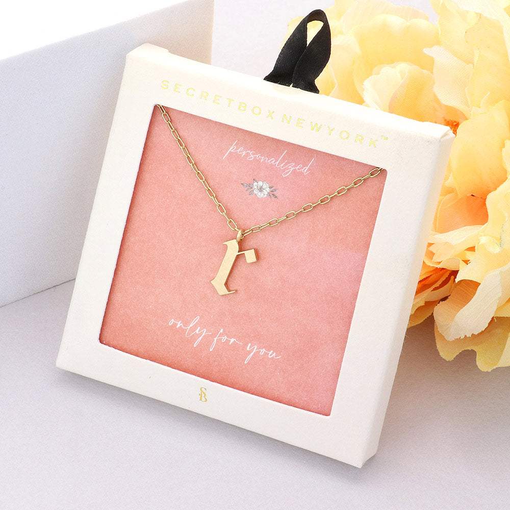 Secret Box -R- Initial Monogram Metal Pendant Necklace - Madeline Love - Flyclothing LLC