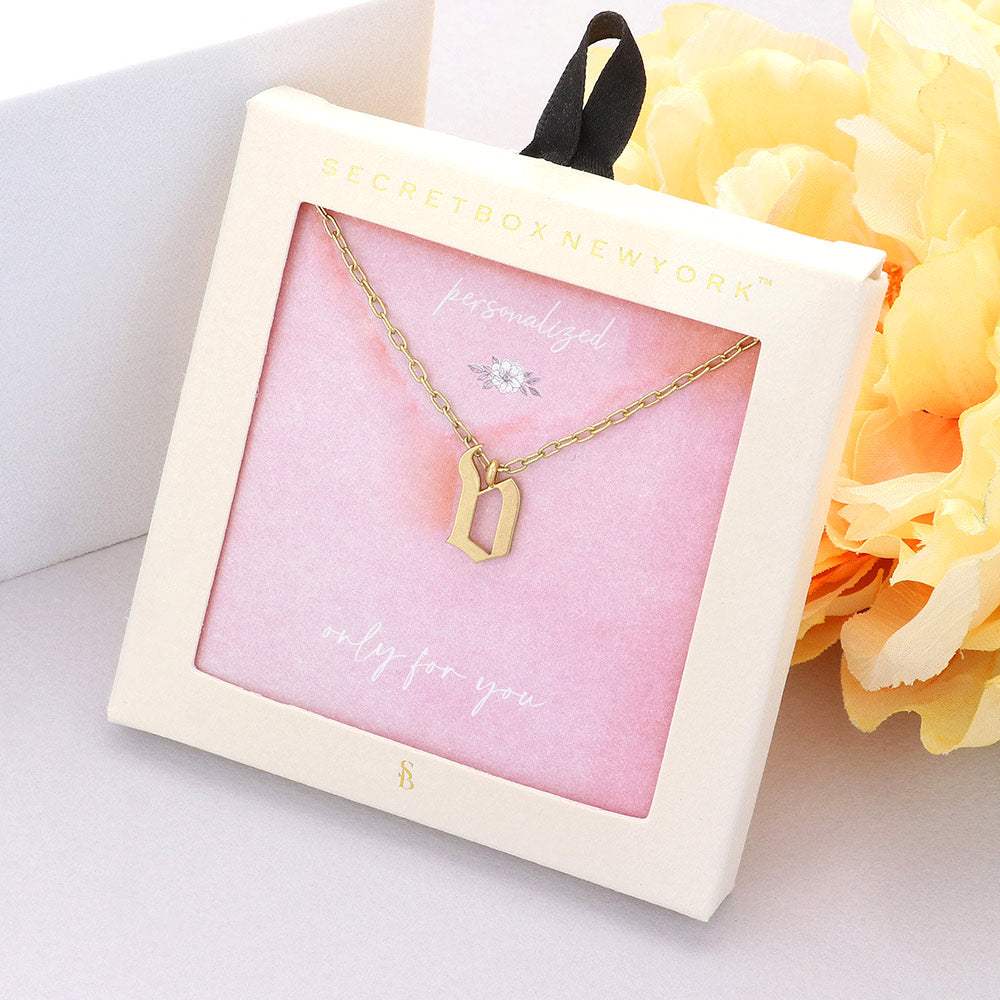 Secret Box -V- Initial Monogram Metal Pendant Necklace - Madeline Love - Flyclothing LLC