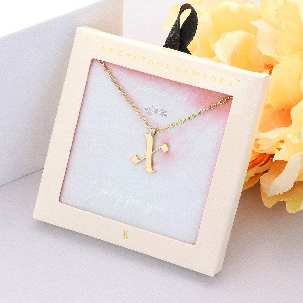 Secret Box -X- Initial Monogram Metal Pendant Necklace - Madeline Love - Flyclothing LLC