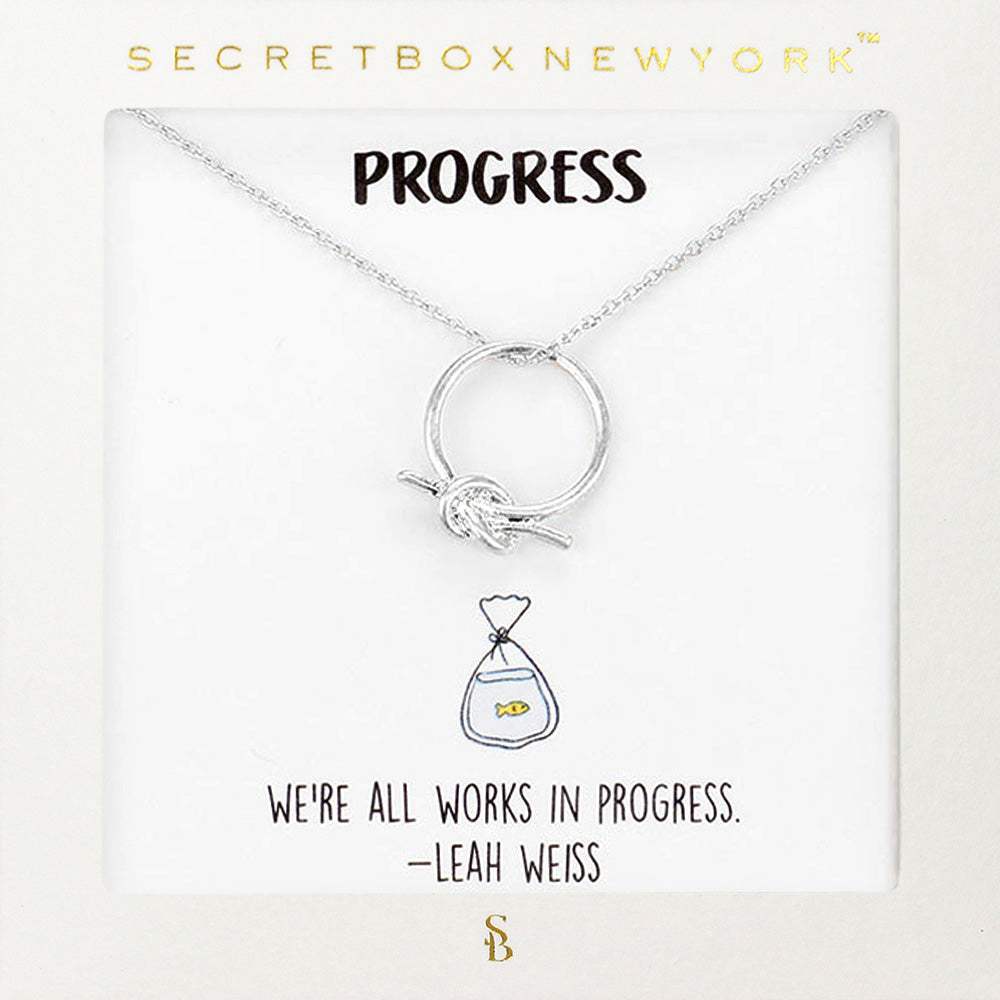 Secret Box_Knot Accented Metal Open Circle Pendant Necklace - Madeline Love - Flyclothing LLC