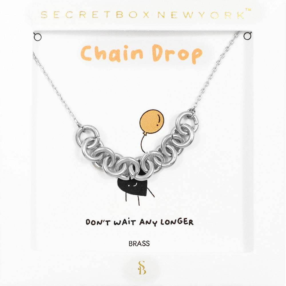 SECRET BOX_Brass Metal Chain Link Pendant Necklace - Madeline Love - Flyclothing LLC
