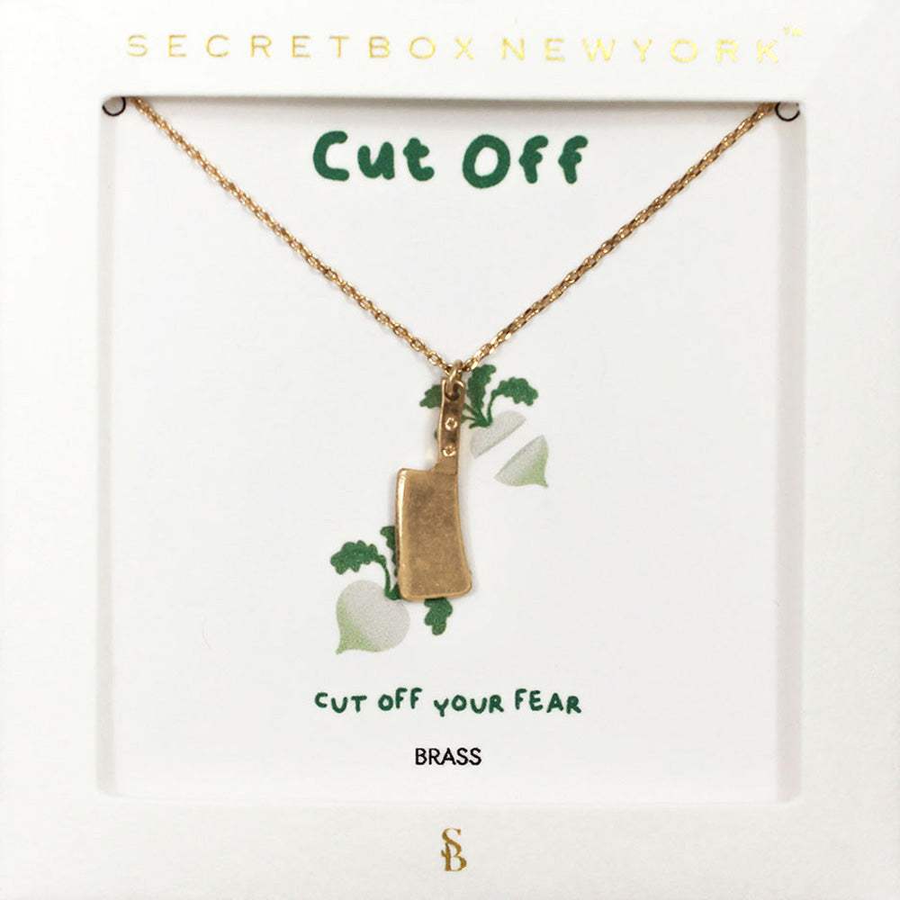 SECRET BOX_Brass Metal Cleaver Knife Pendant Necklace - Madeline Love - Flyclothing LLC