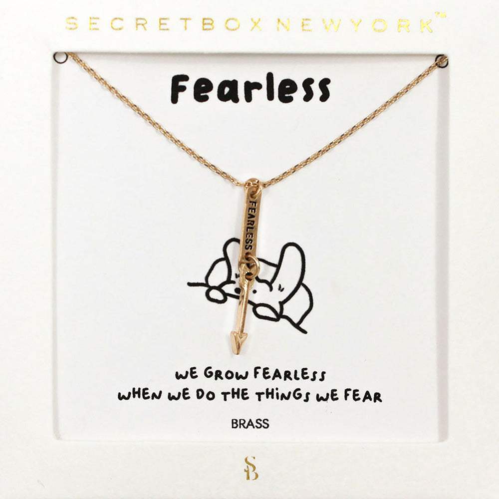 SECRET BOX_FEARLESS Brass Metal Arrow Message Pendant Necklace - Madeline Love - Flyclothing LLC