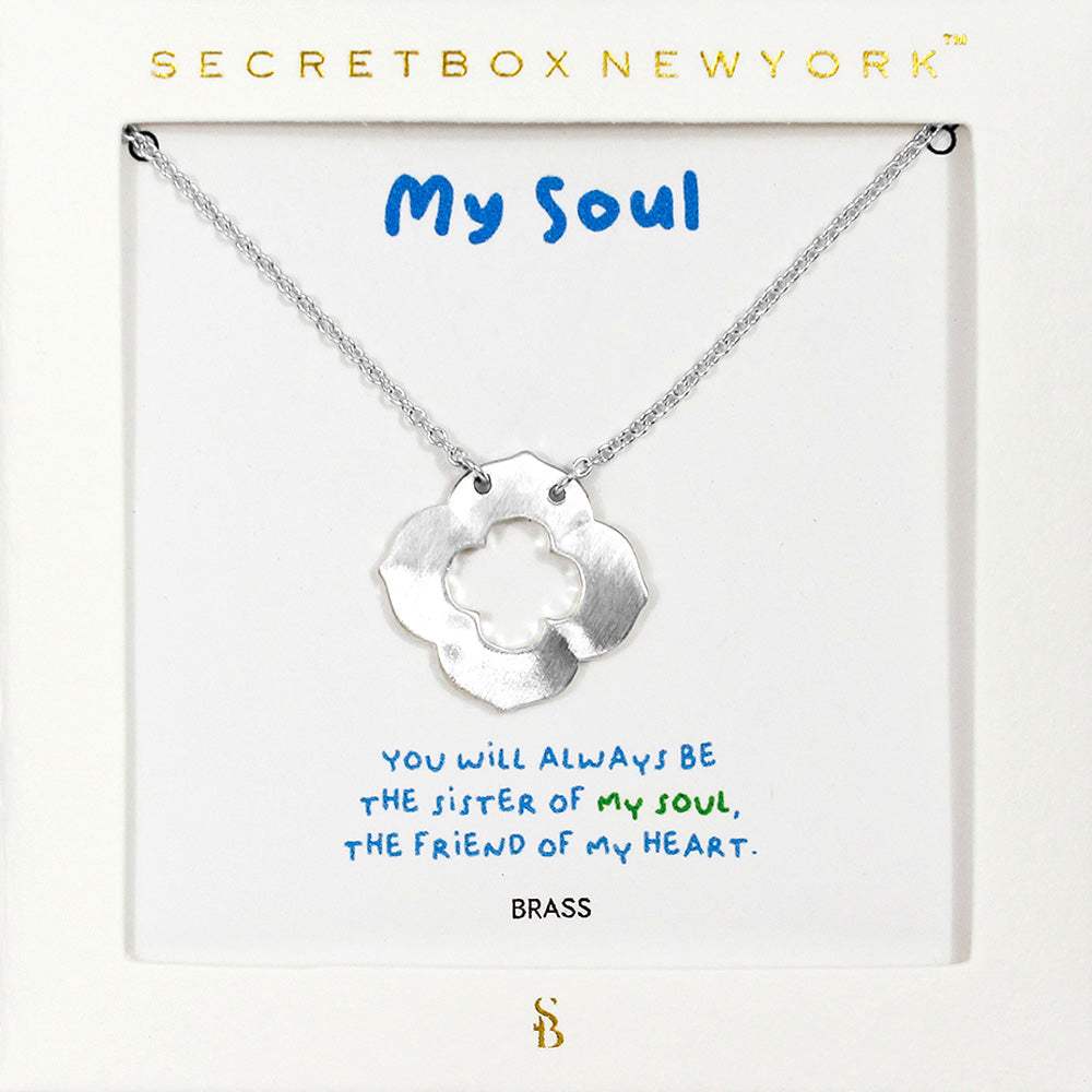 SECRET BOX_Brass Metal Quatrefoil Pendant Necklace - Madeline Love - Flyclothing LLC