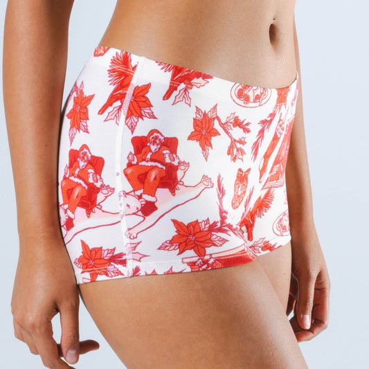 The Santa Slays | Christmas Toile Modal Boyshort Underwear - Shinesty