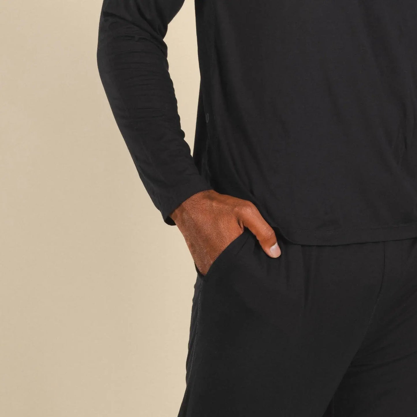 The Threat Level Midnight | Black SleepDeep™ Men’s Long Sleeve Pajama Shirt - Shinesty - Flyclothing LLC