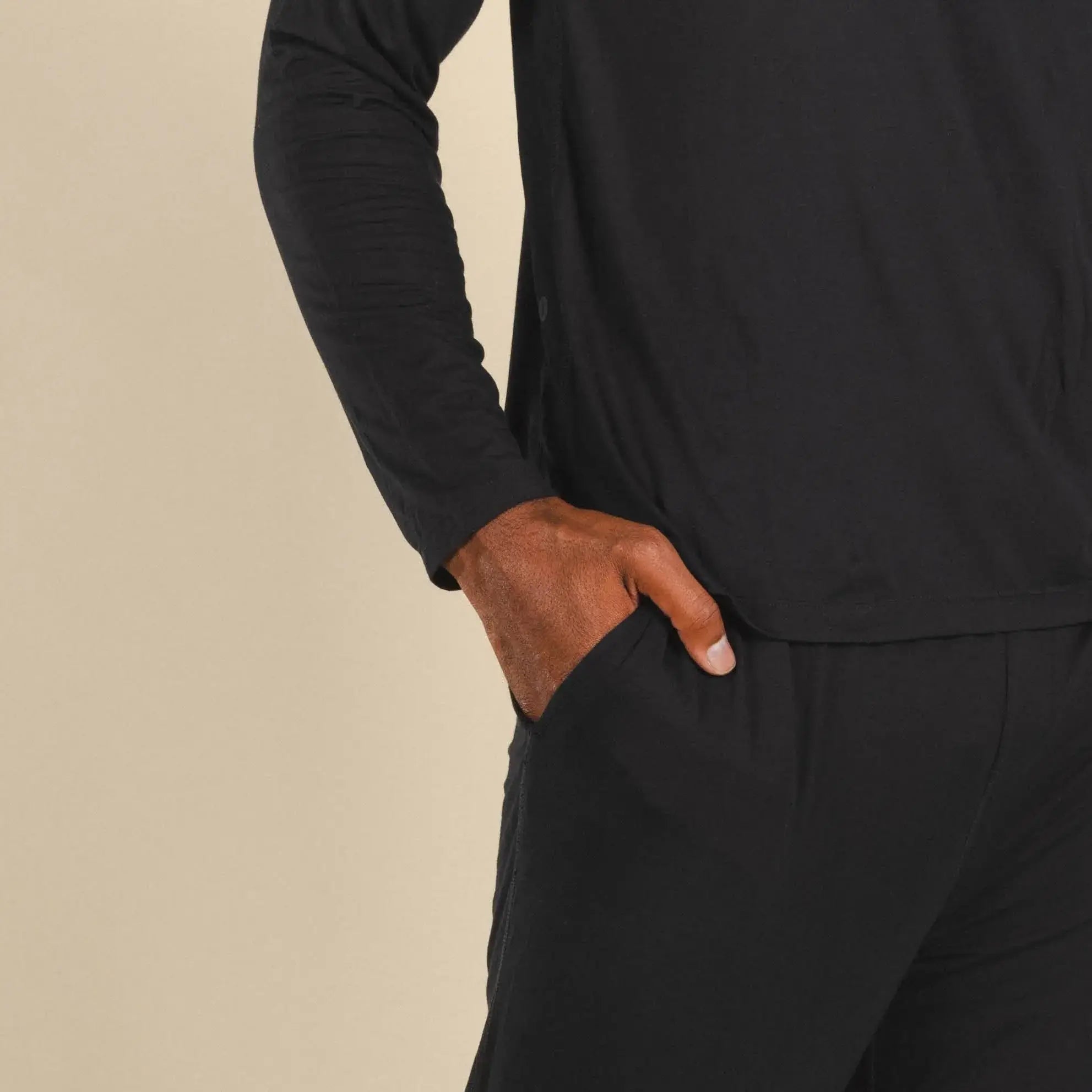 The Threat Level Midnight | Black SleepDeep™ Men’s Long Sleeve Pajama Shirt - Shinesty - Flyclothing LLC
