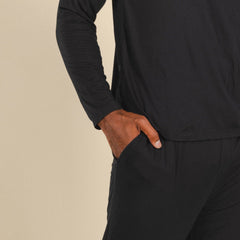 The Threat Level Midnight | Black SleepDeep™ Men’s Long Sleeve Pajama Shirt - Shinesty