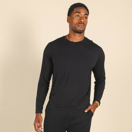 The Threat Level Midnight | Black SleepDeep™ Men’s Long Sleeve Pajama Shirt - Shinesty
