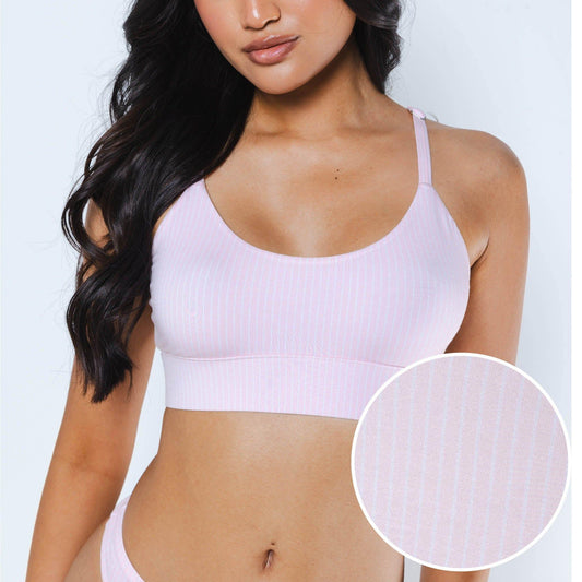 The Aphrodite | Light Pink Striped Bralette - Shinesty