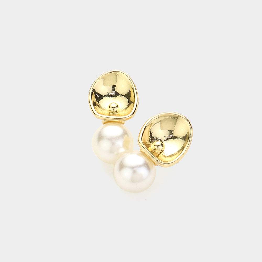 Pearl Pointed Stud Earrings - Madeline Love - Flyclothing LLC