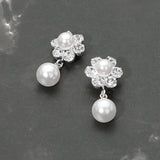 Floral Pearl Drop Evening Earrings - Madeline Love - Flyclothing LLC