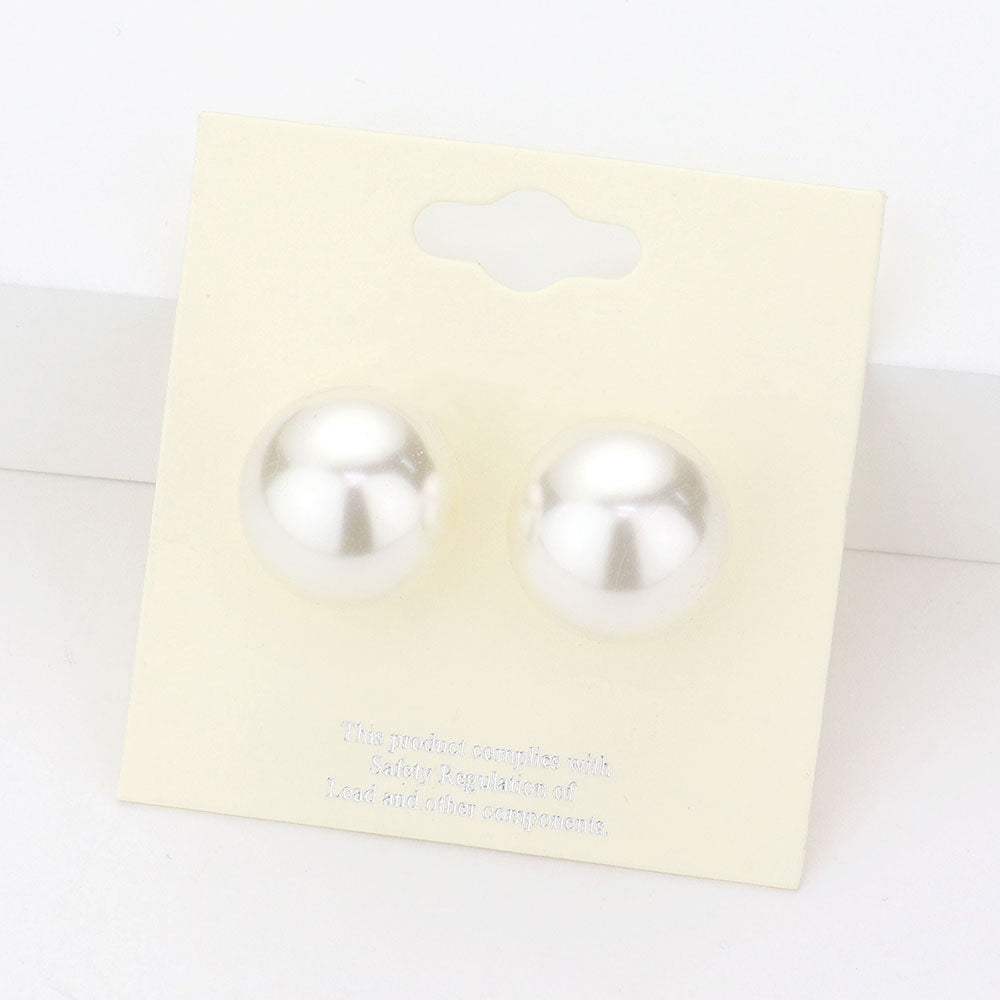 16mm Pearl stud earrings - Madeline Love - Flyclothing LLC