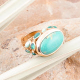 Multi Green Stones Golden Statement Ring - Barse Jewelry - Flyclothing LLC