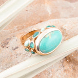 Multi Green Stones Golden Statement Ring - Barse Jewelry