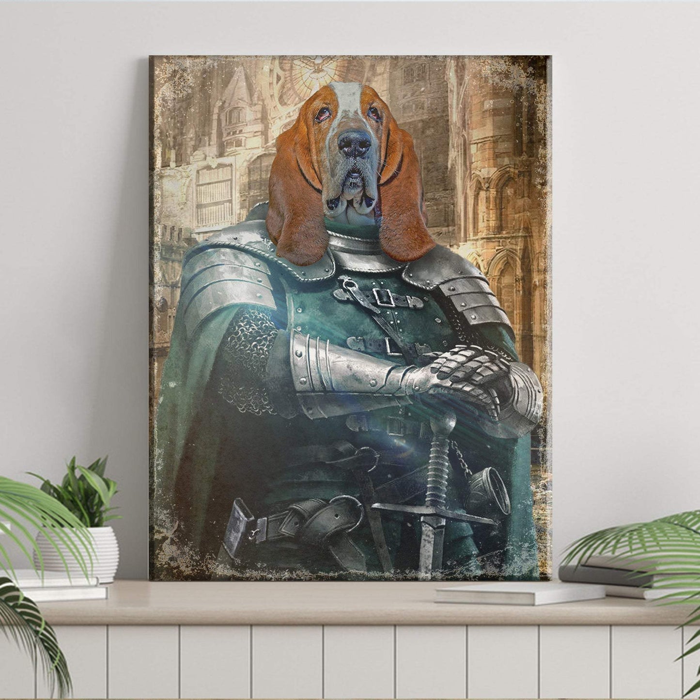 Pet Medieval Knight Portrait - Basset Hound Sign - Tailored Canvases - Flyclothing LLC