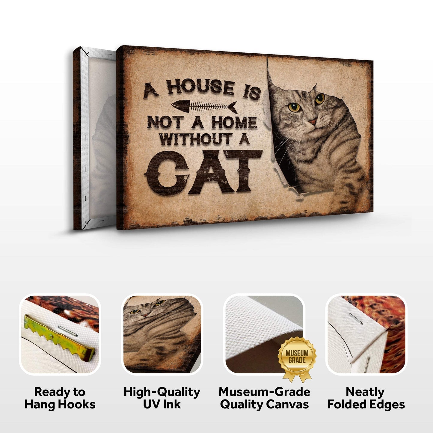 A House Is Not A Home Without A Cat Pet Sign - Tailored Canvases - Flyclothing LLC