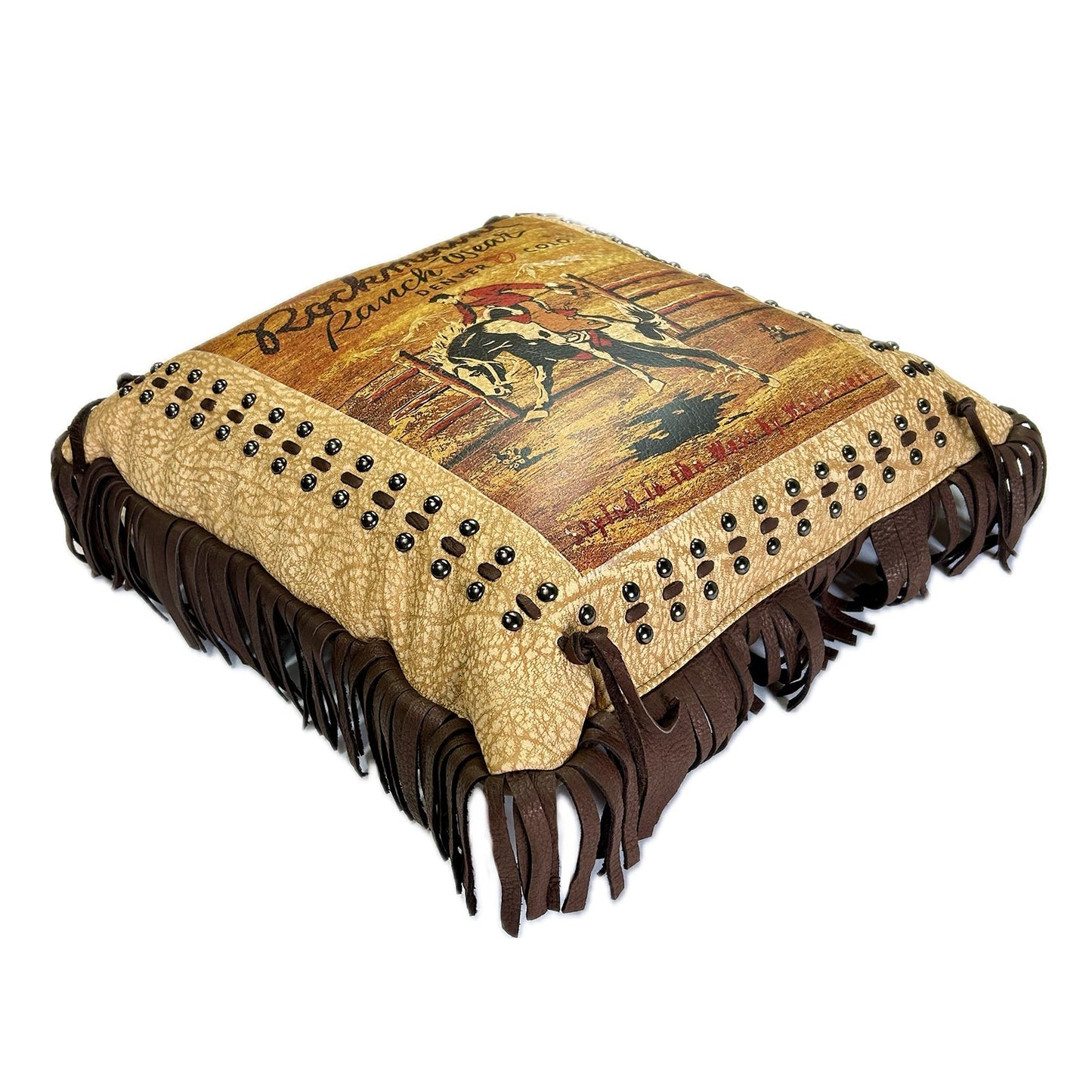 Rockmount Vintage Bronc Leather Fringe Western Pillow - Rockmount Clothing - Flyclothing LLC