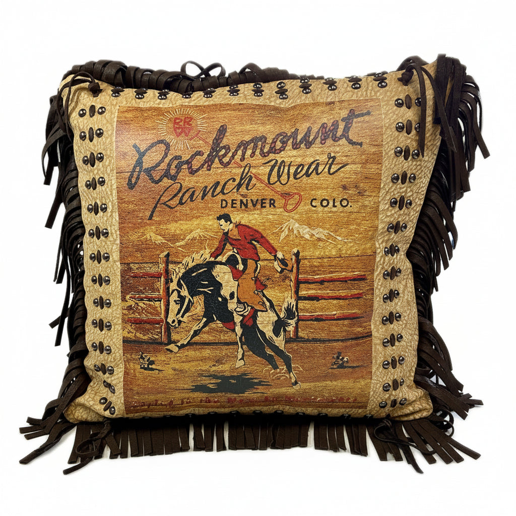 Rockmount Vintage Bronc Leather Fringe Western Pillow - Rockmount Clothing - Flyclothing LLC
