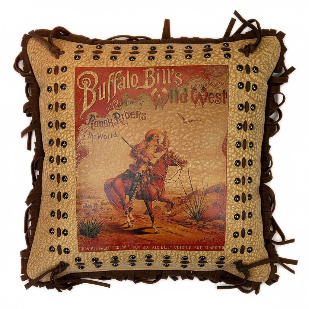 Rockmount Vintage Buffalo Bill Leather Fringe Western Pillow - Rockmount Clothing - Flyclothing LLC