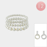 12 SET OF 3 - Pearl Stretch Multi Layered Bracelets - Madeline Love - Flyclothing LLC