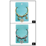 12PCS - Heart Lock Charm Multi Beads Beaded Stretch Bracelet - Madeline Love - Flyclothing LLC