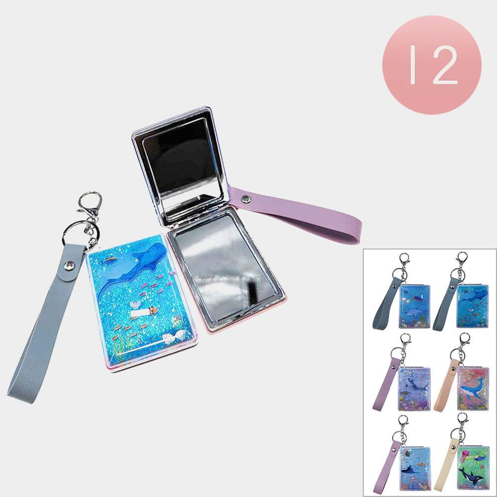 12PCS - Floating Glitter Ocean Scene Printed Cosmetic Mirrors - Madeline Love - Flyclothing LLC