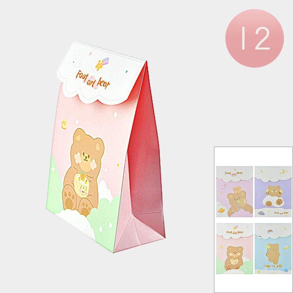 12PCS - Bear Character Print Folding Gift Bags - Madeline Love - Flyclothing LLC