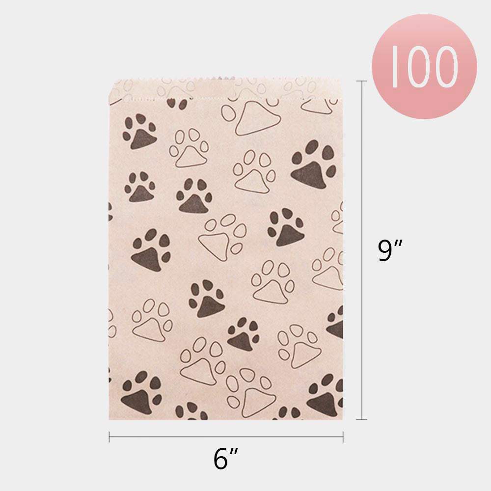 100PCS - Paw Patterned Gift Paper Bag Set - Madeline Love - Flyclothing LLC