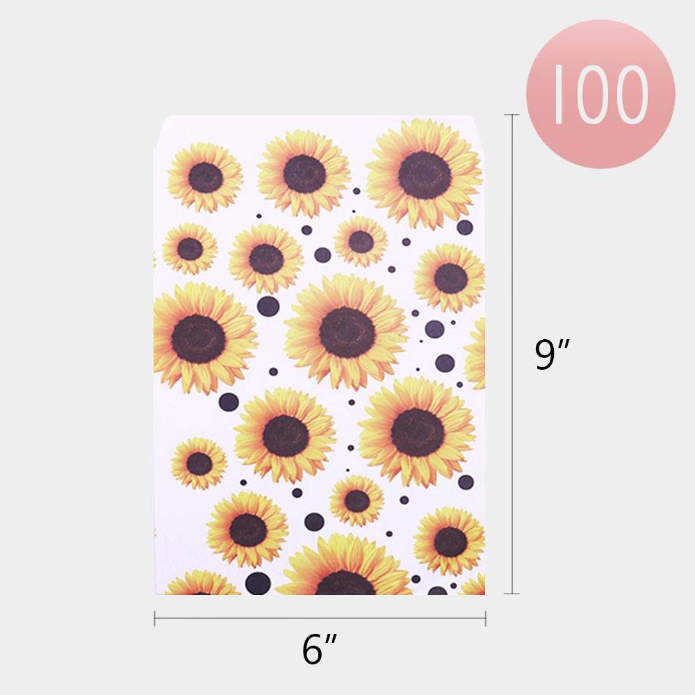 100PCS - Sunflower Patterned Gift Paper Bag Set - Madeline Love - Flyclothing LLC