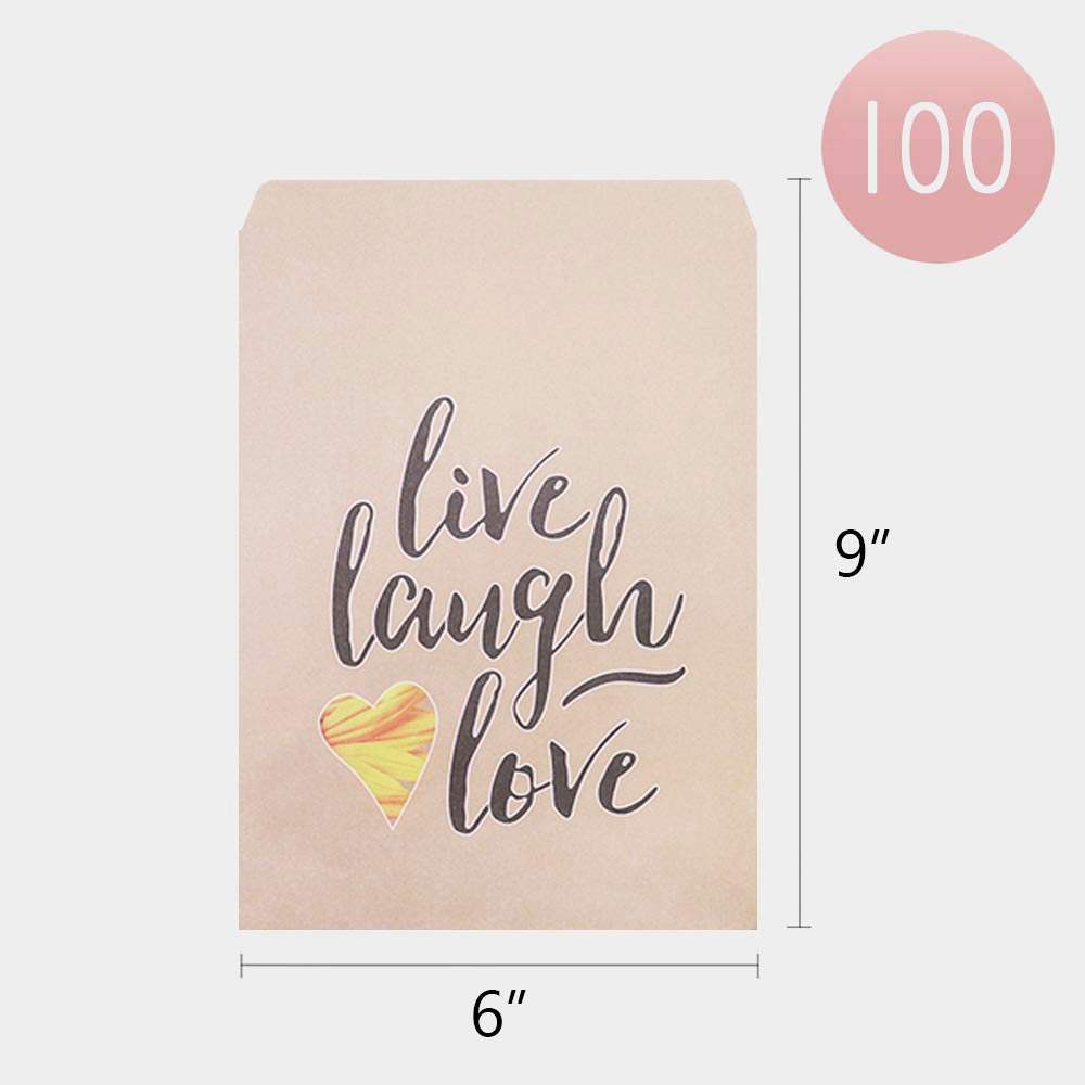 100PCS - Live Laugh Love Message Heart Gift Paper Bag Set - Madeline Love - Flyclothing LLC