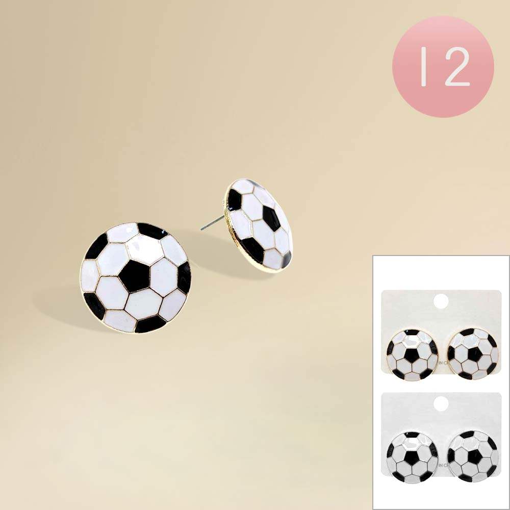 12PCS - Soccer Ball Stud Earrings - Madeline Love - Flyclothing LLC