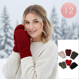 12Pairs - Chenille Lined Mitten Gloves - Madeline Love - Flyclothing LLC