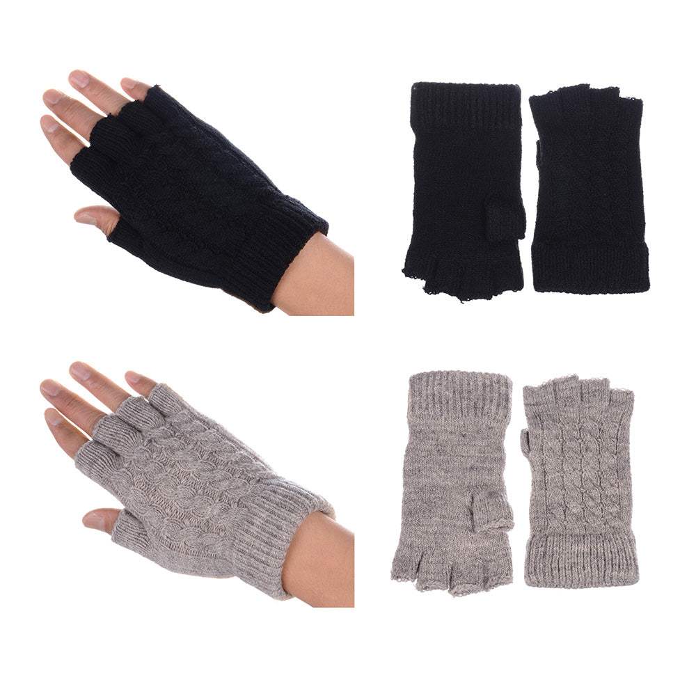 Cable Knit Single Layer Fingerless Gloves - Madeline Love - Flyclothing LLC