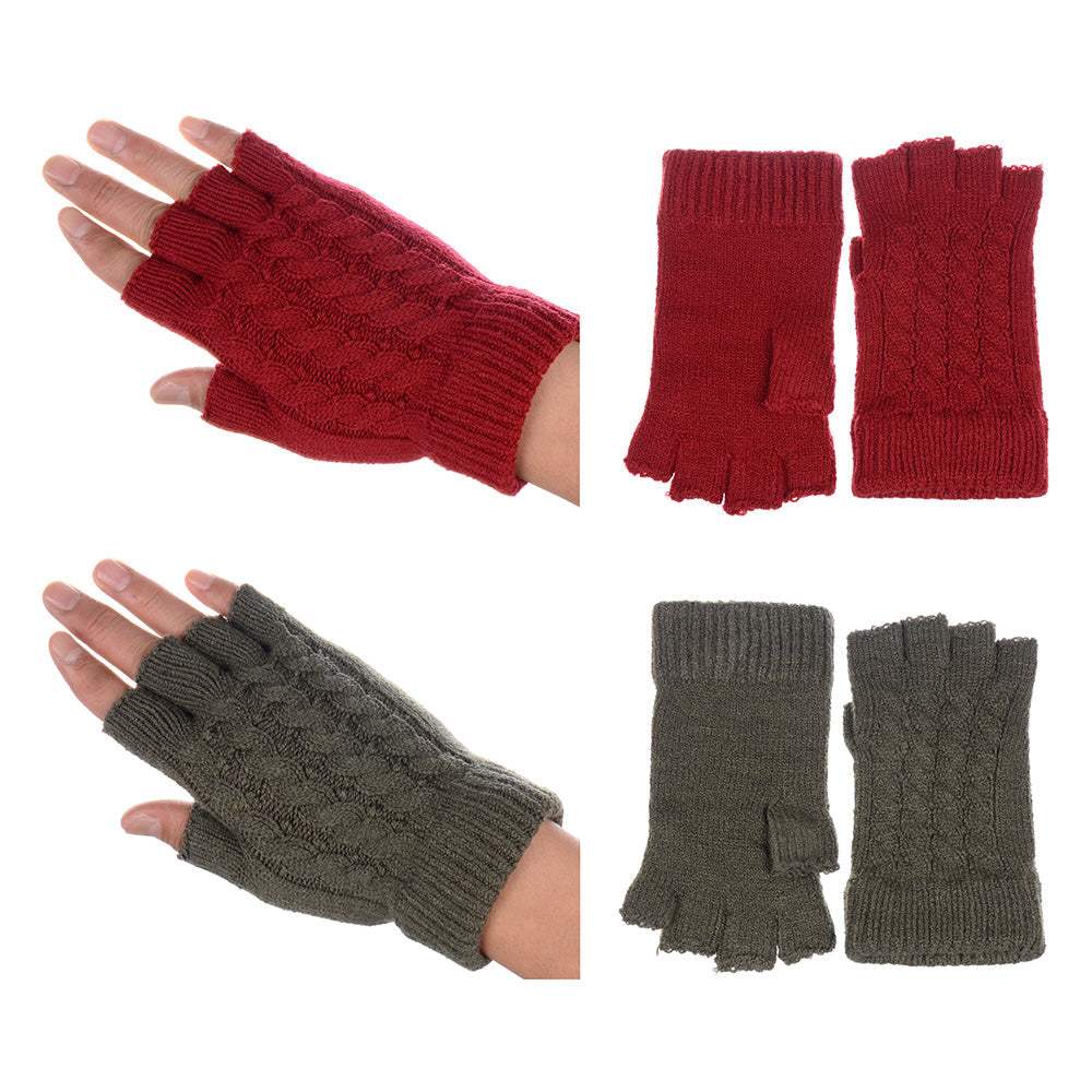 Cable Knit Single Layer Fingerless Gloves - Madeline Love - Flyclothing LLC