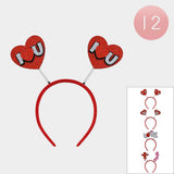 12PCS - Glittered Heart Love Message Spring Headbands - Madeline Love - Flyclothing LLC