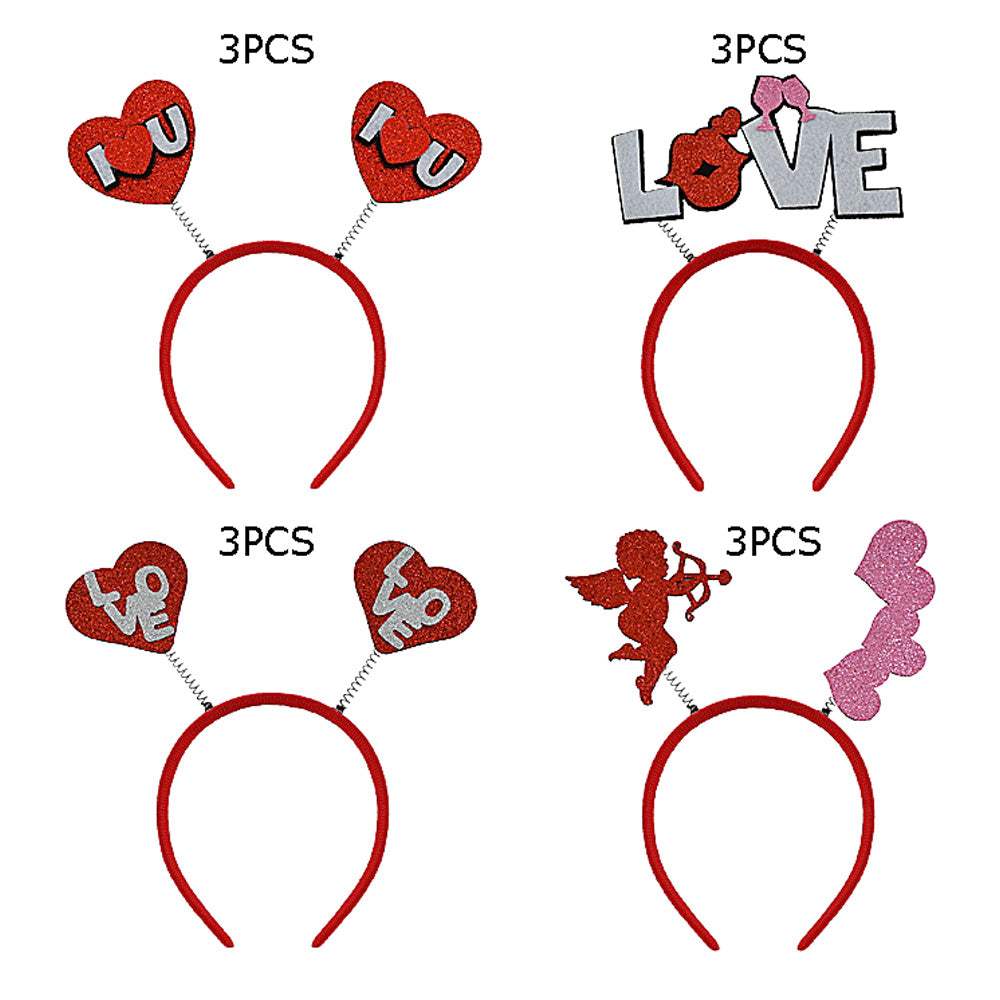 12PCS - Glittered Heart Love Message Spring Headbands - Madeline Love - Flyclothing LLC
