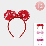 12PCS - Love Message Printed Bow Ear Pointed Headbands - Madeline Love - Flyclothing LLC