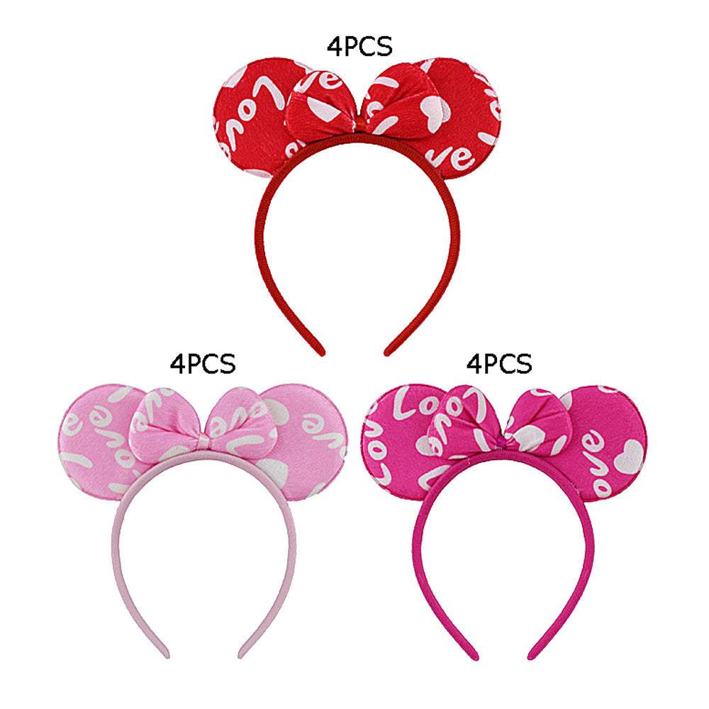 12PCS - Love Message Printed Bow Ear Pointed Headbands - Madeline Love - Flyclothing LLC