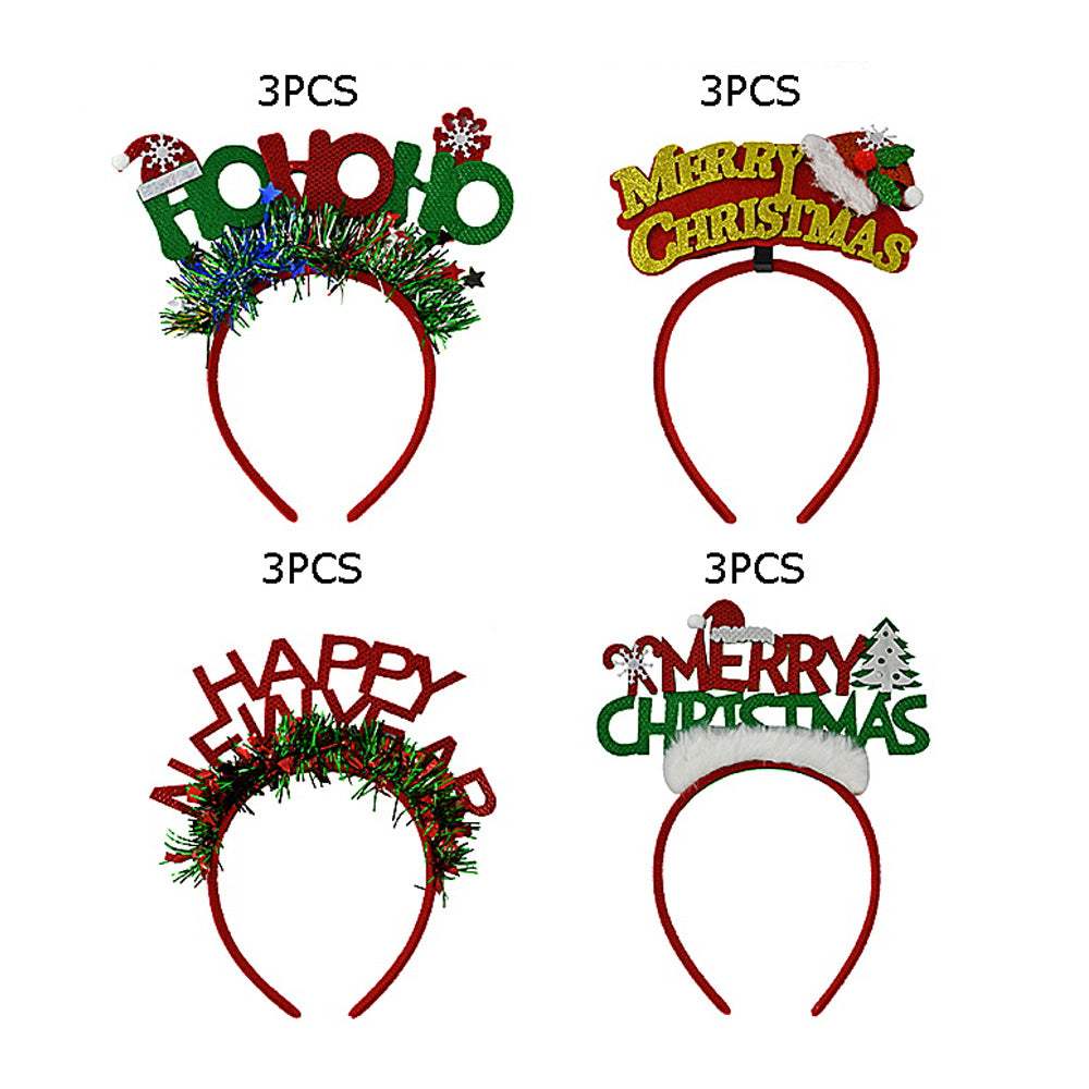12PCS - Festive Holiday Lettering Message Headbands - Madeline Love - Flyclothing LLC