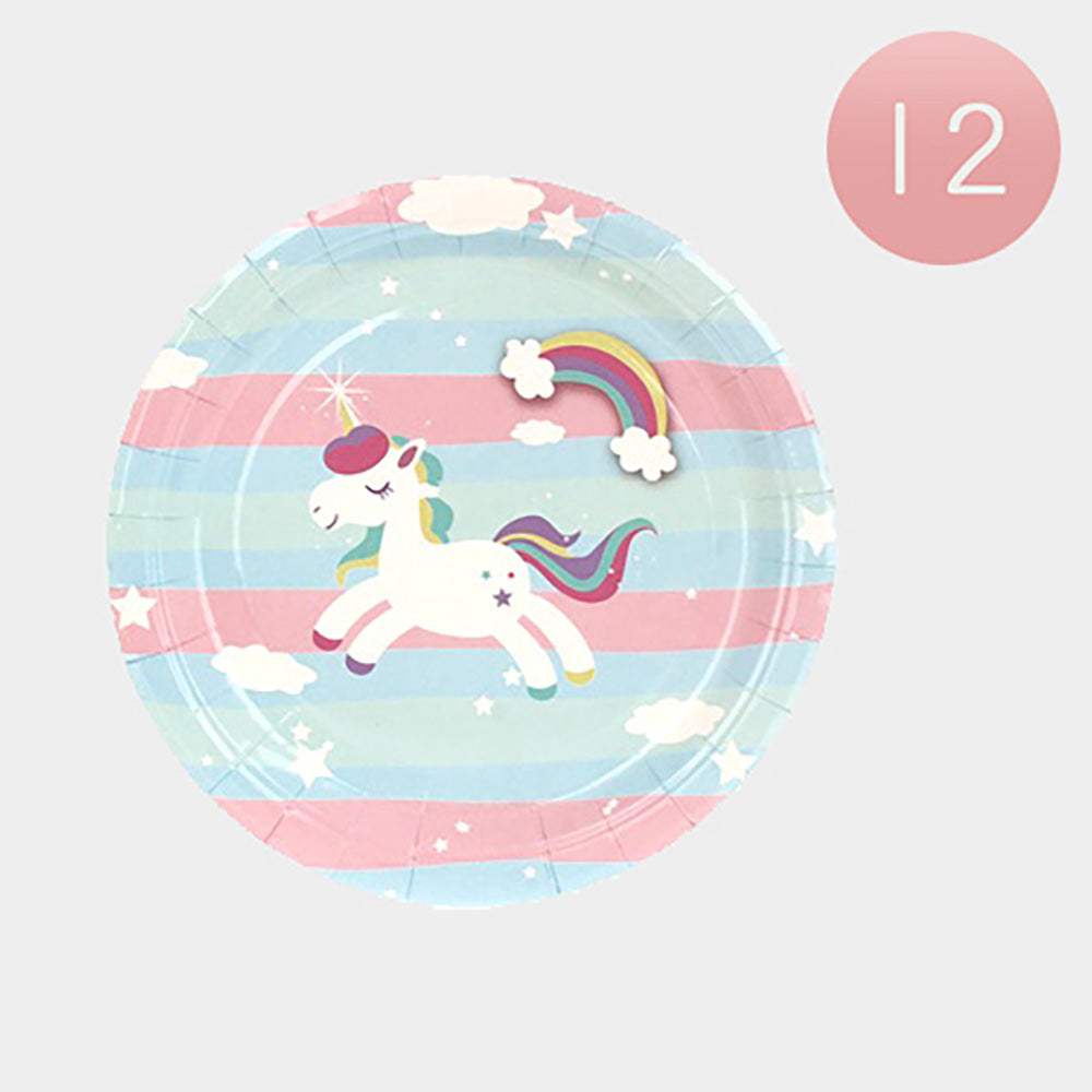 12 Set of 10 - Unicorn Print Disposable Paper Plates - Madeline Love - Flyclothing LLC