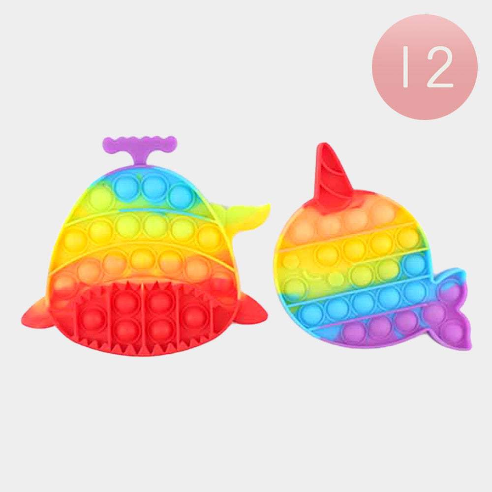 12PCS - Assorted Whale Push and Pop it Fidget Kids Toys - Madeline Love - Flyclothing LLC