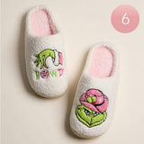 6Pairs - Howdy Western Grinch Green Monster Holiday Indoor Slippers - Madeline Love - Flyclothing LLC