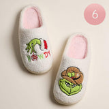 6Pairs - Howdy Western Grinch Green Monster Holiday Indoor Slippers - Madeline Love - Flyclothing LLC