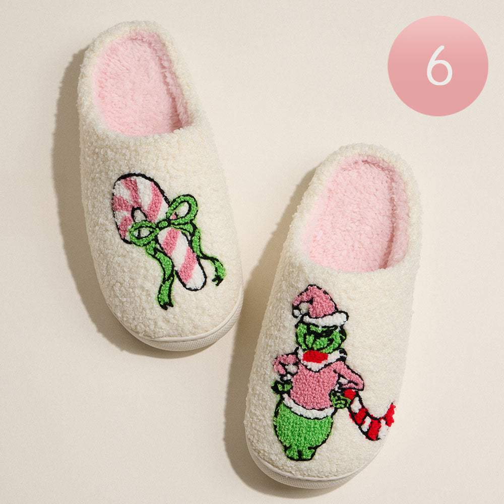6Pairs - Grinch Holiday Indoor Slippers - Madeline Love - Flyclothing LLC
