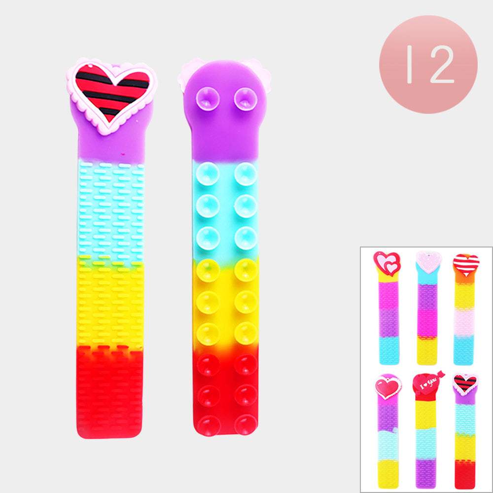 12PCS - Heart Squidopop It Sucker Fidget Kids Toys - Madeline Love - Flyclothing LLC