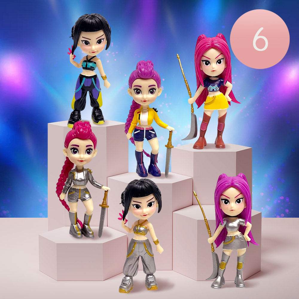 6PCS - Kpop Demon Hunters Huntrix Figure Keychain Blind Box Trading Card - Madeline Love - Flyclothing LLC