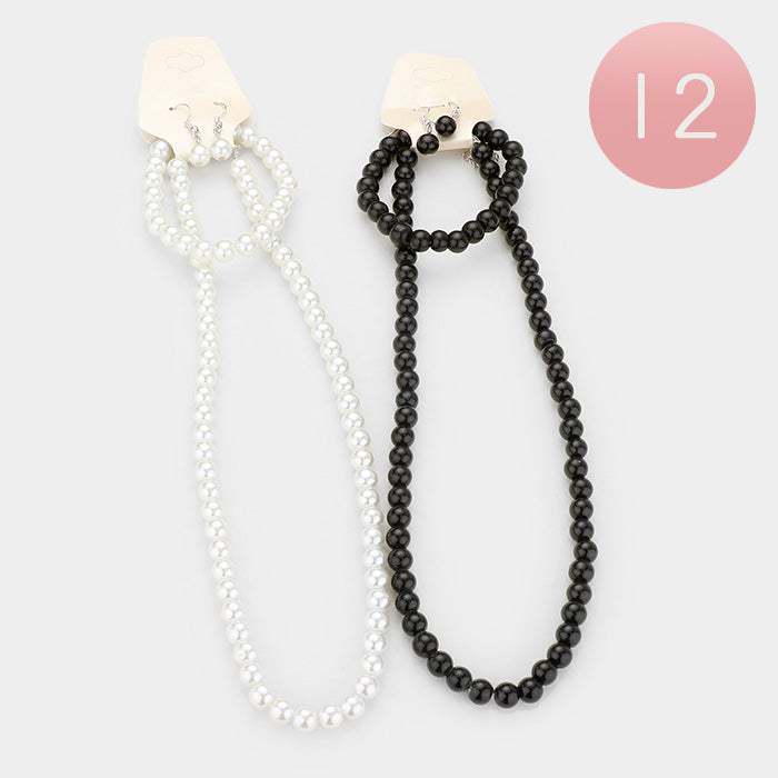 12PCS - Faux Pearl Necklace Set - Madeline Love - Flyclothing LLC